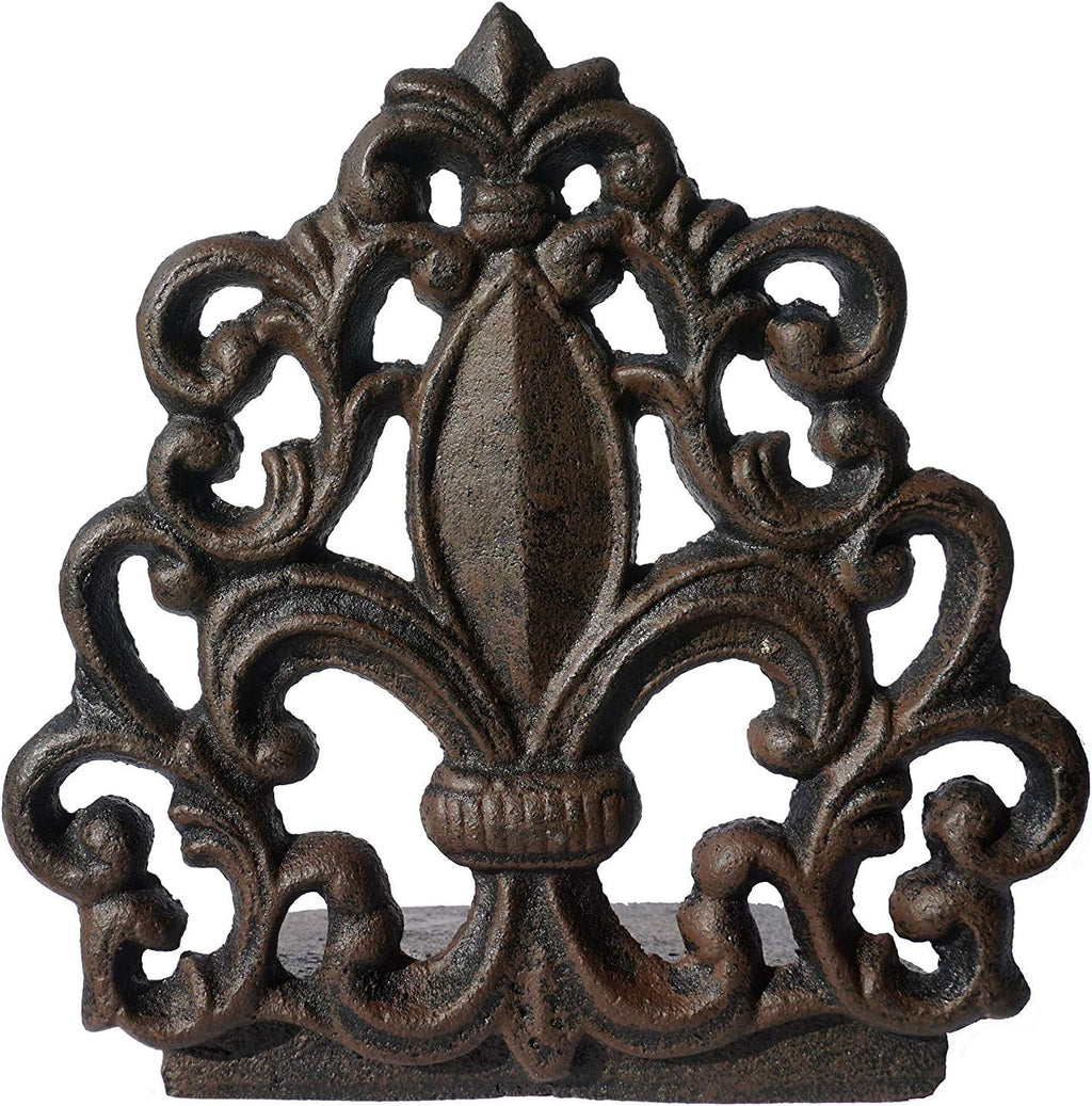 Cast Iron Fleur De Lis Door Stop, Antique Black Finish, 2 Piece L708510