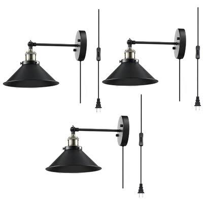Black Matte Swing Armed Sconce Q894