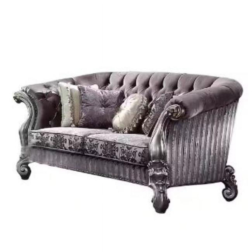 Purple Velvet Love Seat Sofa with Toss Pillows Y263