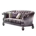 Purple Velvet Love Seat Sofa with Toss Pillows Y263