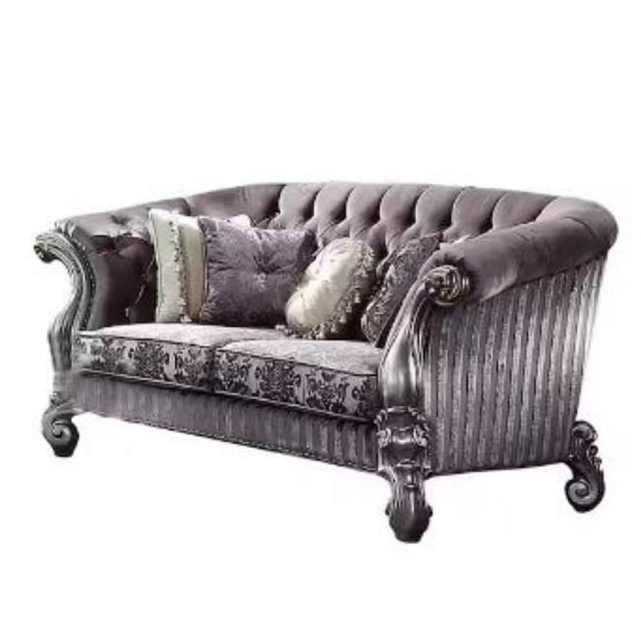 Purple Velvet Love Seat Sofa with Toss Pillows Y263