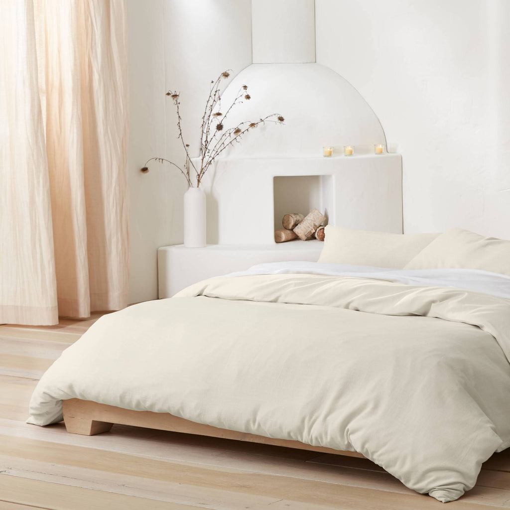 Natural Linen Blend Duvet Cover & Sham Set Z163