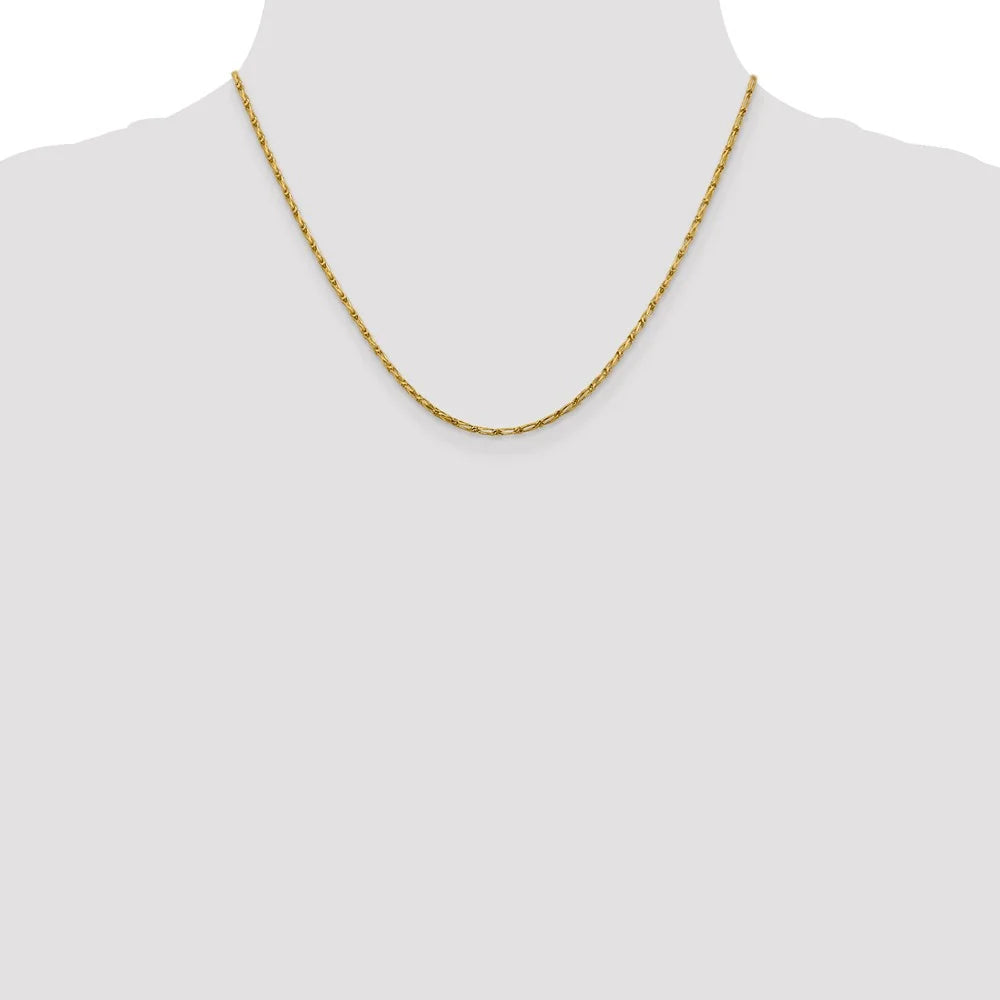 14kt Yellow Gold 1.6mm Diamond Cut Long Link Franco Chain 18 inch U2791