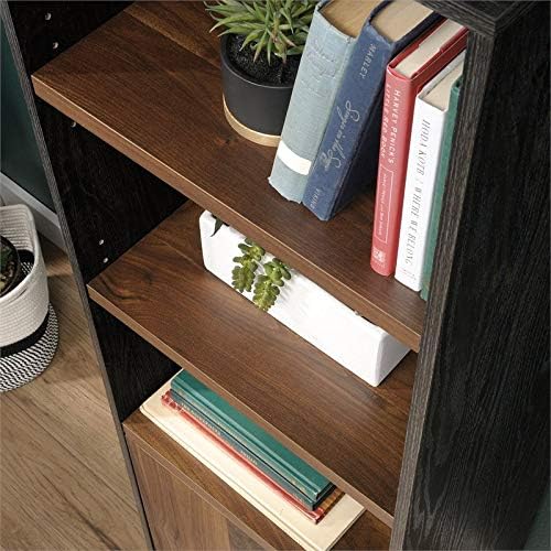 Industrial Tall 3 Adjustable Shelves Bookcase with Door in Grand Walnut and Black T86721