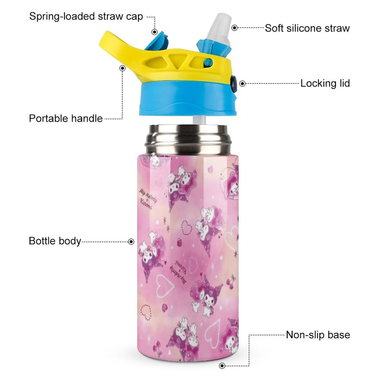 Cartoon Children's Vacuum Insulated Stainless Steel Water Bottle With Straw L581830
