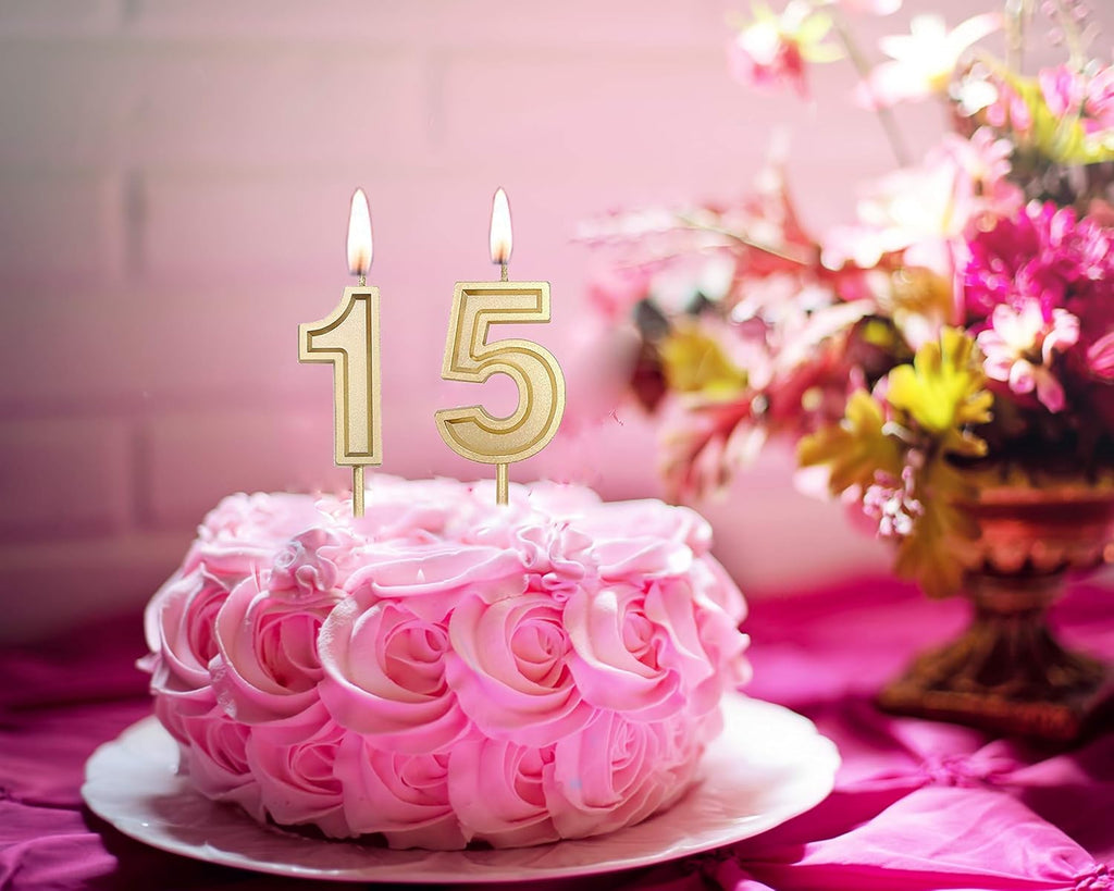 Gold Number 15 Birthday Candles N87419