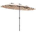 Beige 15 ft. Solar Powered LED Patio Umbrella U7777