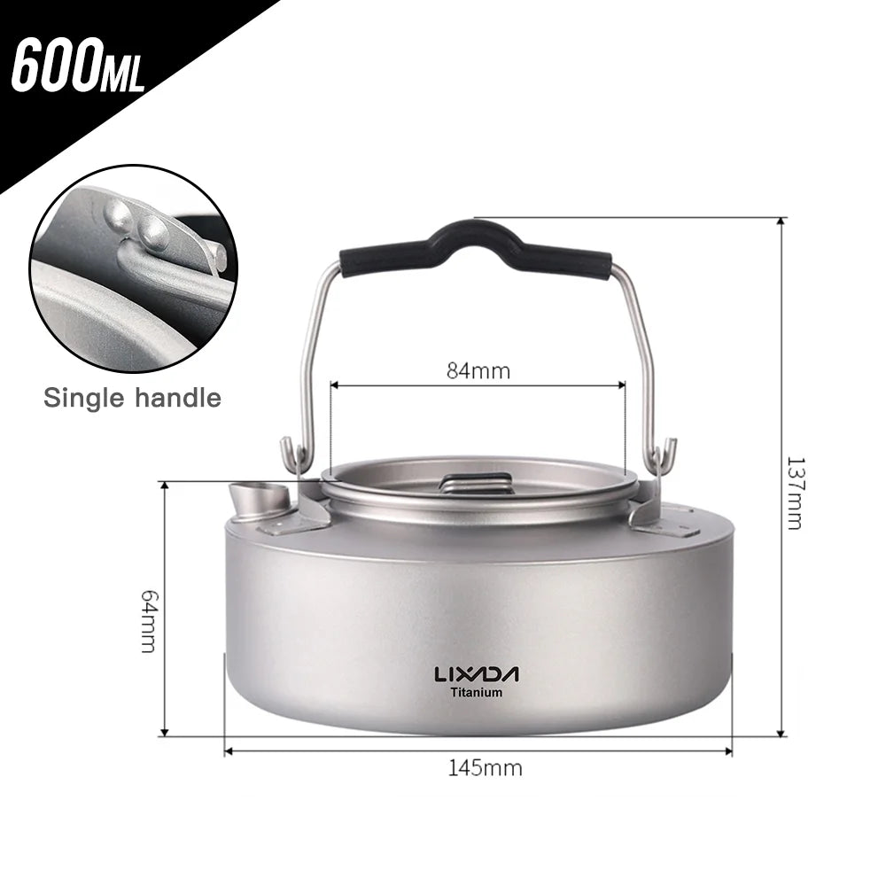 600ml Titanium Tea Pot Kettle Camping Coffee Pot Q7597