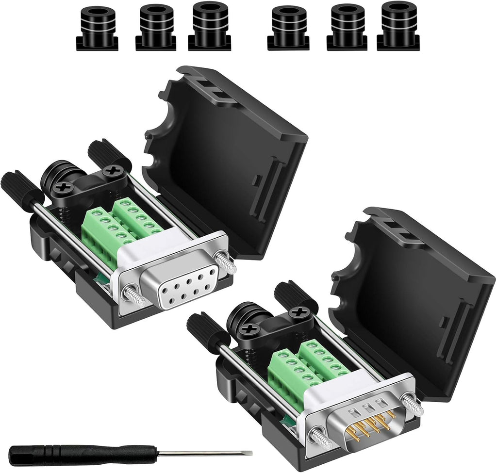 DB9 Solderless Connector RS232 D-SUB Serial Adapters 9 Pin Breakout Board with Case N757