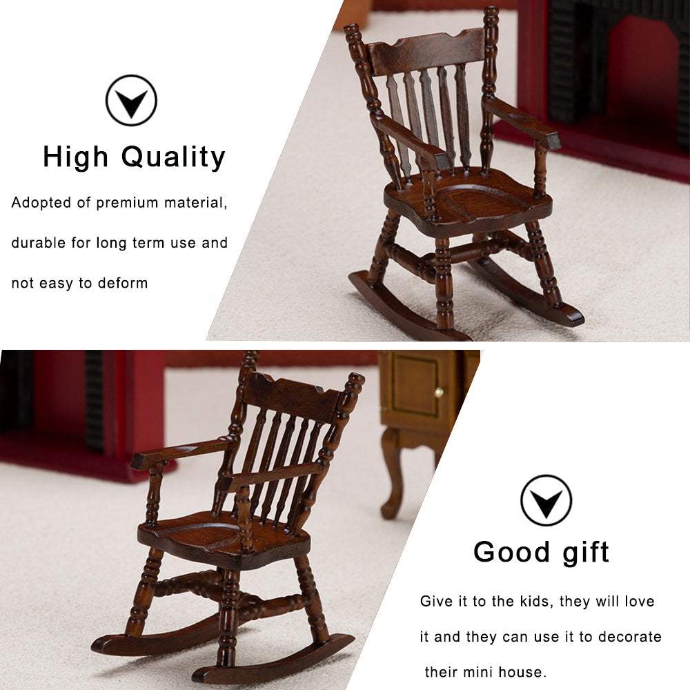 Walnut Dollhouse Rocking Chairs, 2 Pieces V959