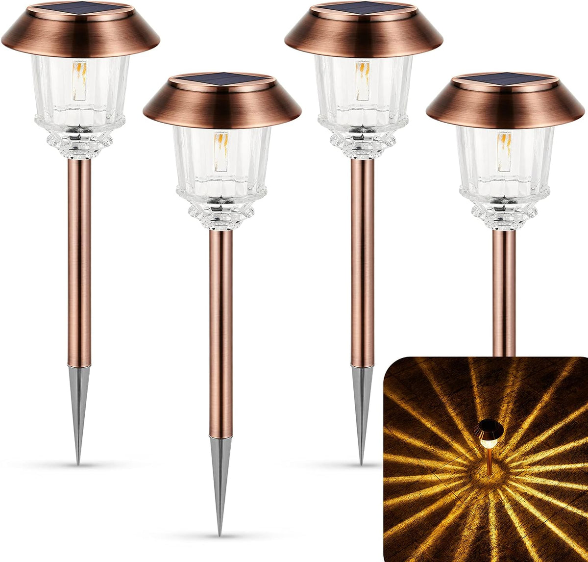 Solar Pathway Lights 4 Pack Outdoor Waterproof IP65 Warm White Z3977