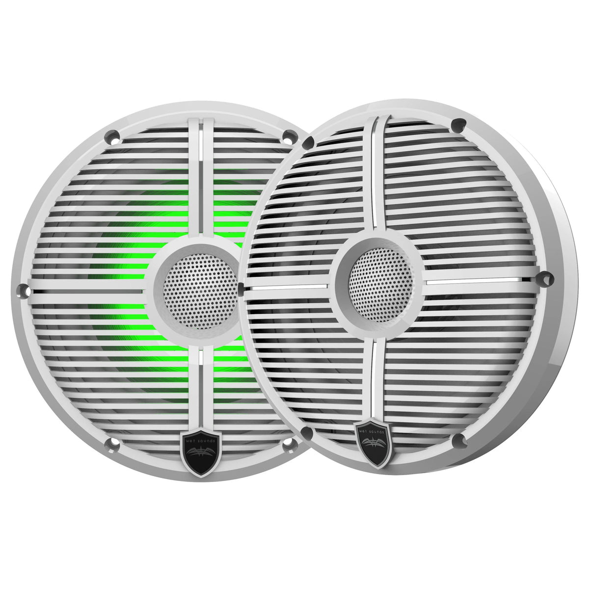 Marine Stereo with 1 Pair of 6.5" White Grill Marine Speakers with RGB Lighting C716