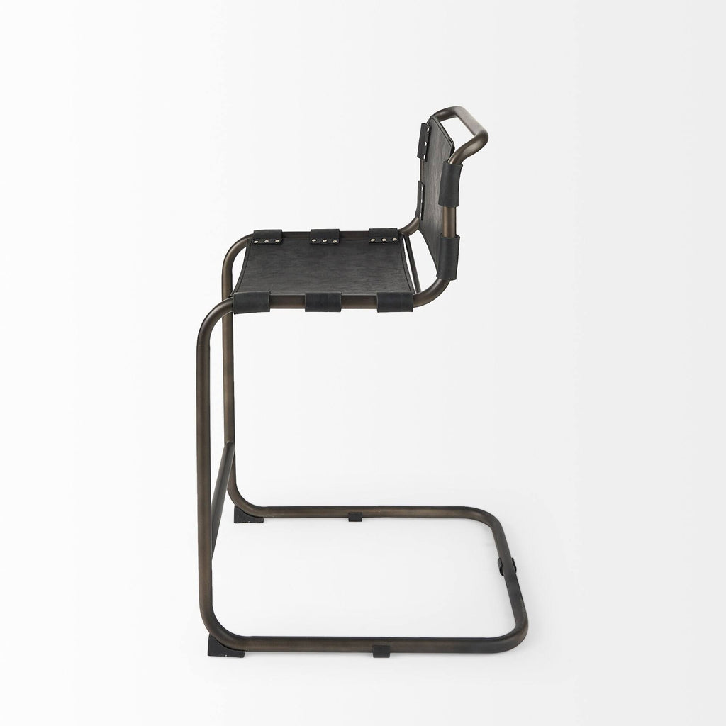 Black Leather Counter Stool D69860