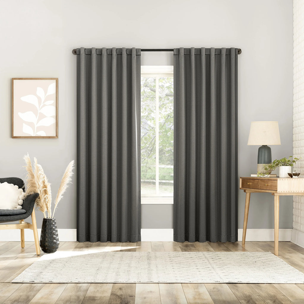 2-pack 100% Blackout Back Tab Curtain Panel Pair, 52"x84", Gray B43353