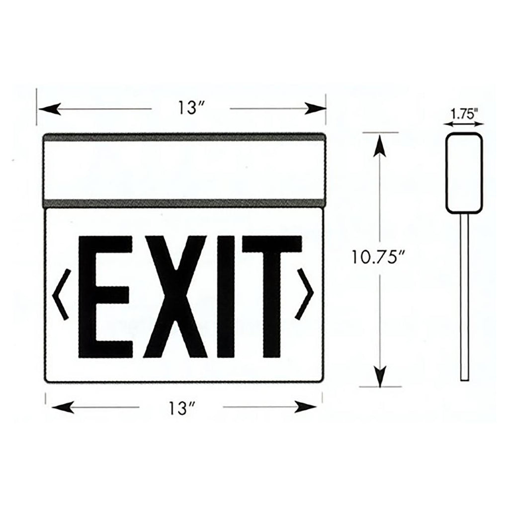Edge Lit Exit Sign Double Sided Green LED White Housing F726118