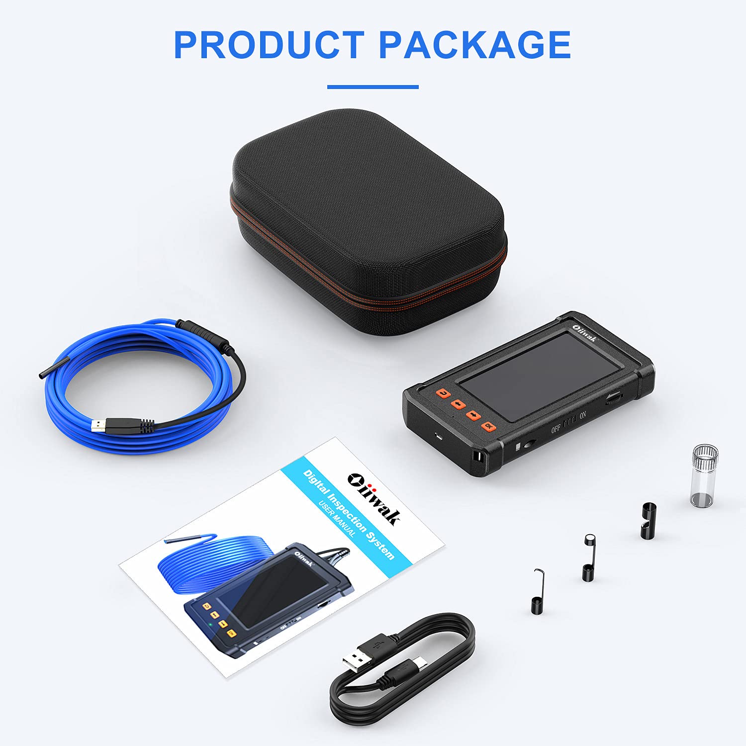33FT 5.5mm 1080P Waterproof Industrial Endoscope Camera with Lights 4.3'' IPS Screen Pack of 2 R6849