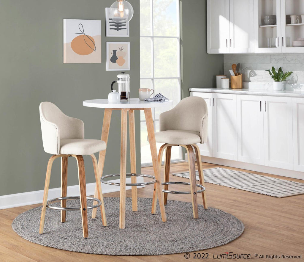 Fabric Counter Stools, Cream/Zebra, Set Of 2 R5111