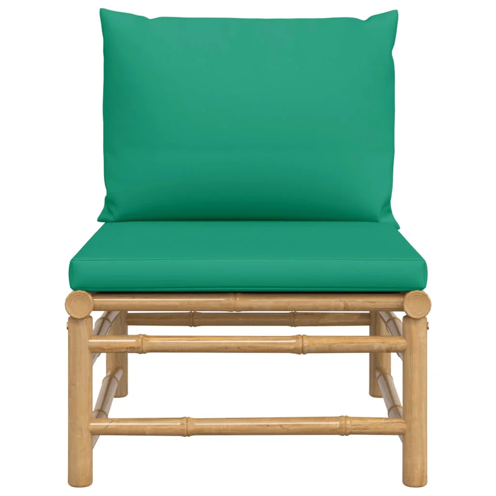 Bamboo Patio Sofa with Green Cushions Y1734