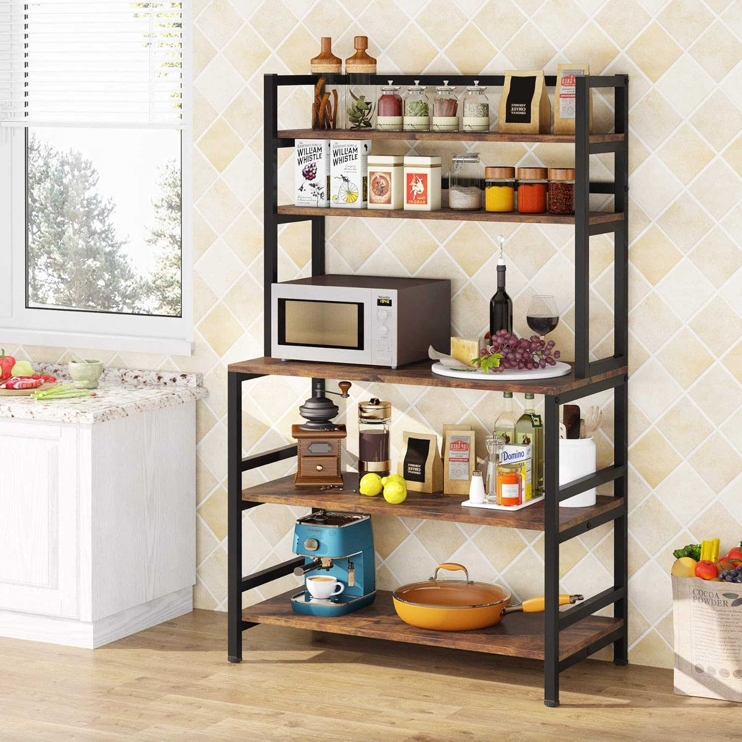5-Tier Rustic Brown Kitchen Rack H4127