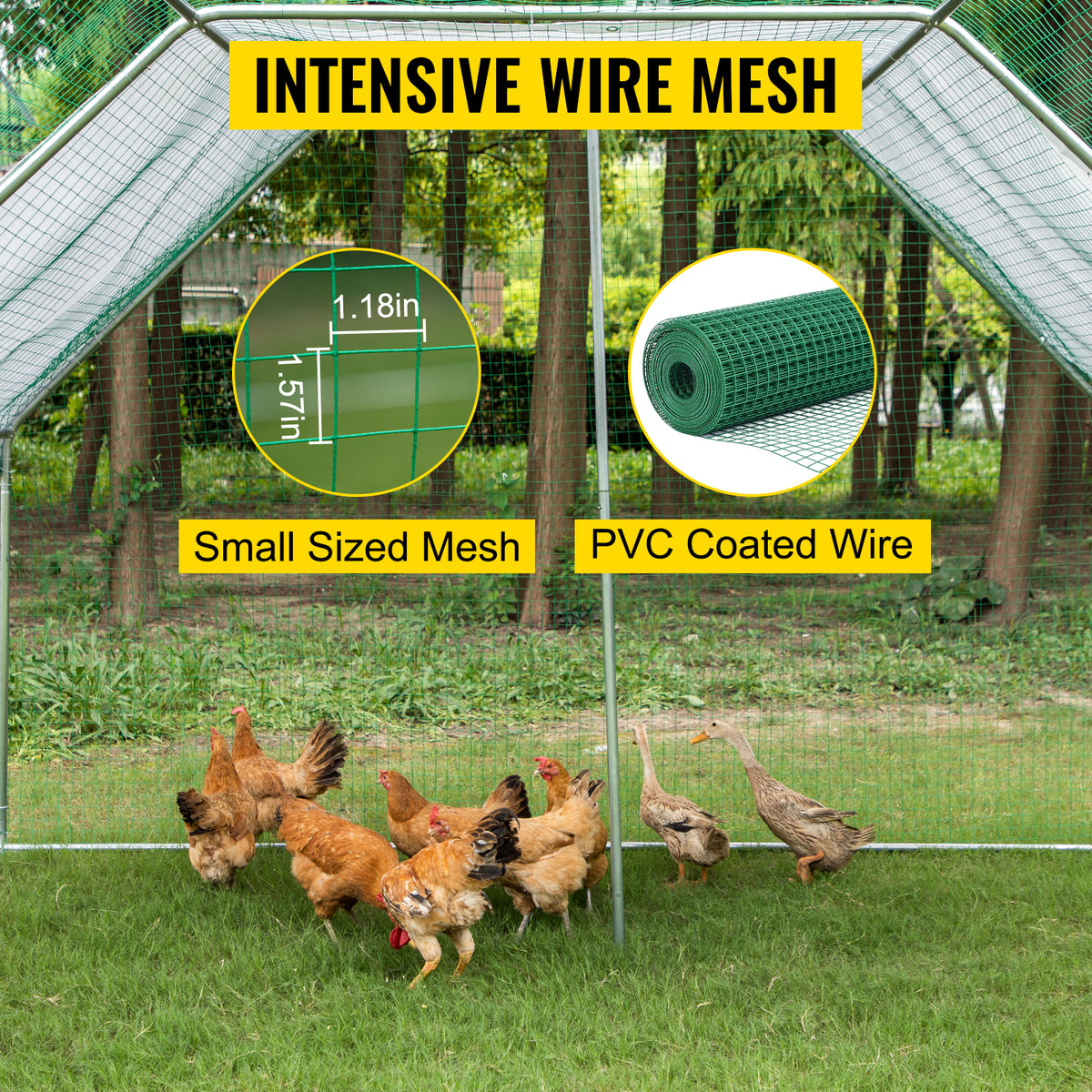 10×6ft Large Metal Chicken Coop with Waterproof Cover E341568