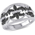Black and White Diamond Sterling Silver Ring S354