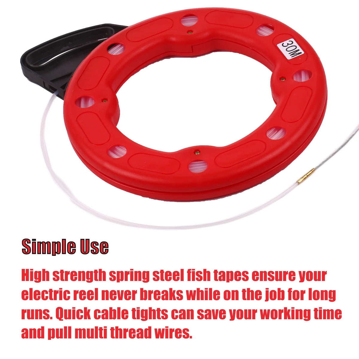 Fiberglass Fish Tape Reel Puller with Impact Case D370373