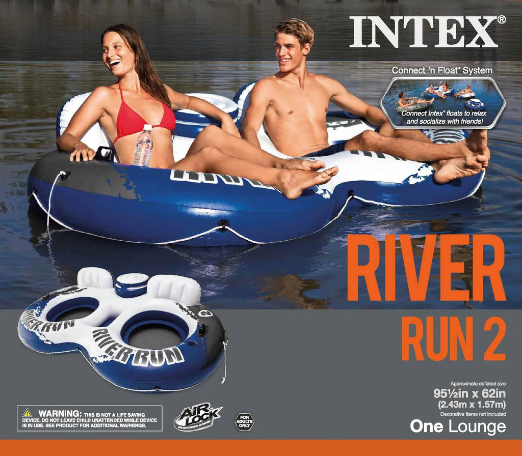 Inflatable 2 Person Float (2 Pack) + Single Tube (4 Pack) E7804