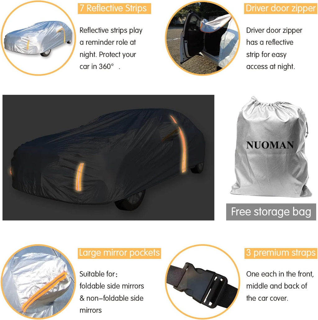 6 Layers Waterproof Cotton Car Cover with Zipper P8411