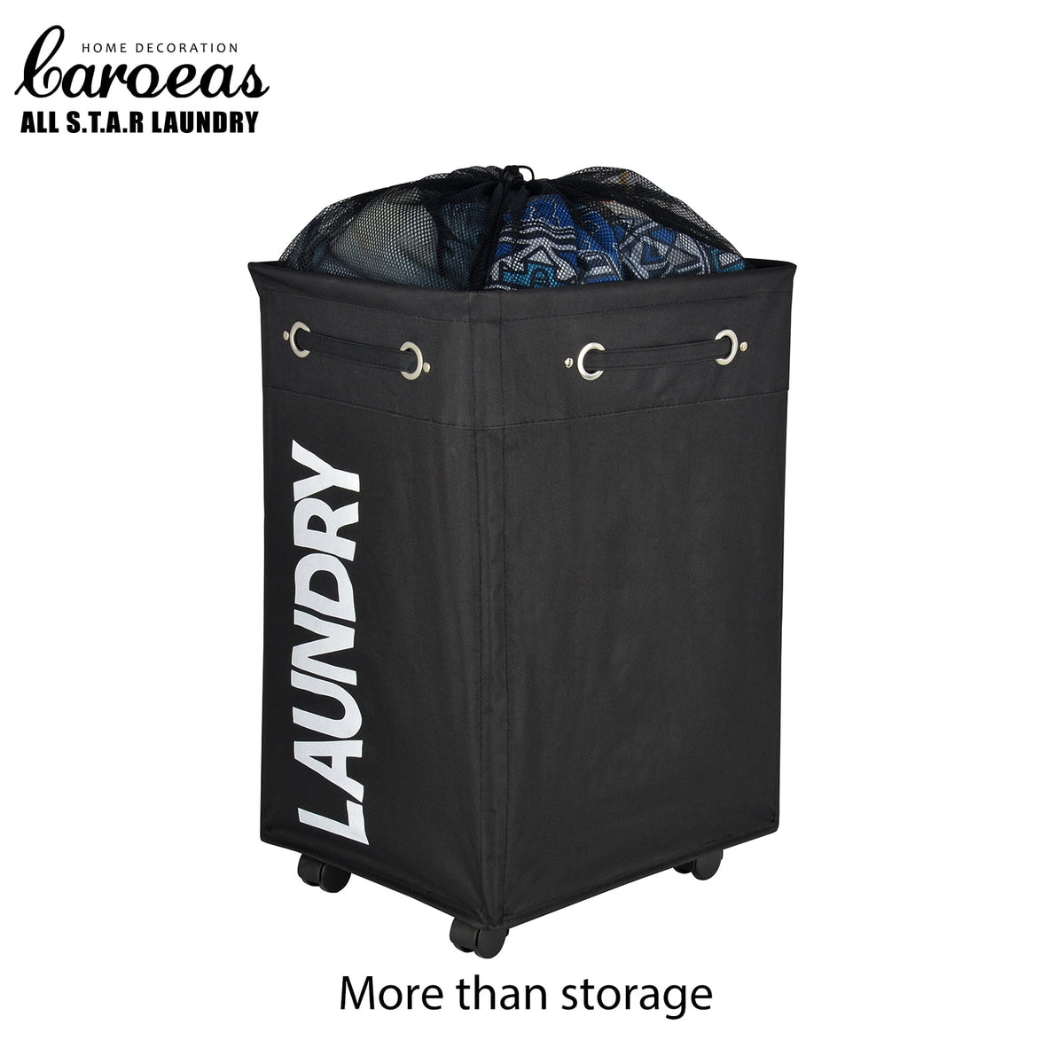 24" Wheeled Laundry Hamper Light Blue with Cotton Laundry Bag J157766