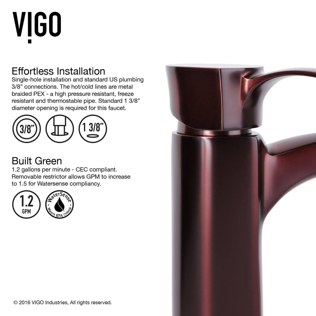 Bronze Rectangular Vessel Bathroom Sink with Faucet L64832