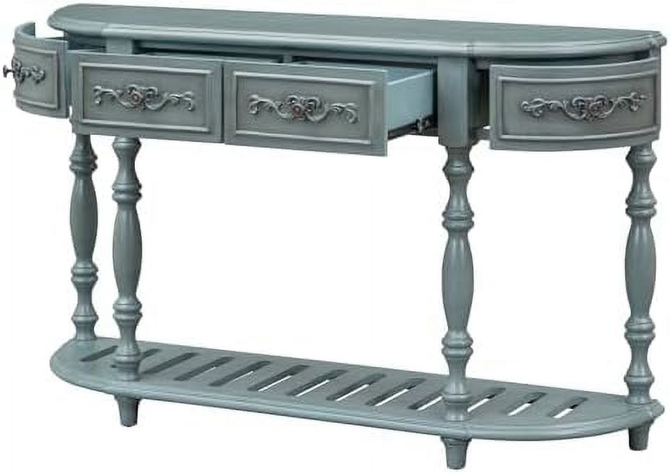 Retro Curved Console Table with 2 Top Drawers and Solid Wooden Frame K1074
