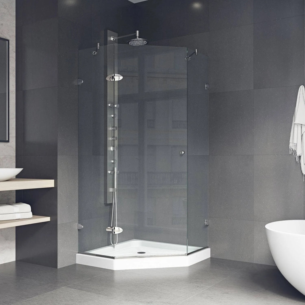 Frameless Neo-Angle Shower Enclosure with Low-Profile Base A54571