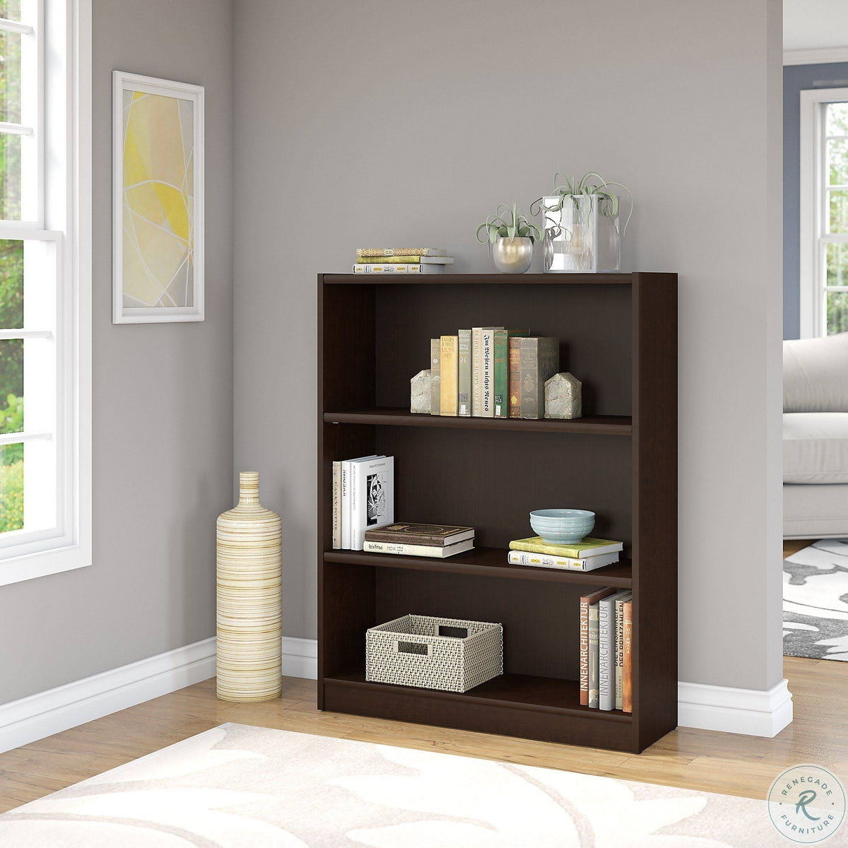 3-Shelf Mocha Cherry Bookcase Z849926