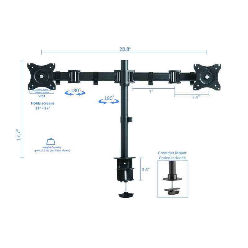 Teak Wood Adjustable Standing Desk Converter with Dual Monitor Mount F2222