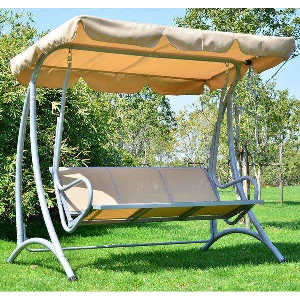Sand Color 3 Person Outdoor Canopy Swing N3425
