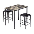 3-Piece Marble Top Black Dining Set N7034