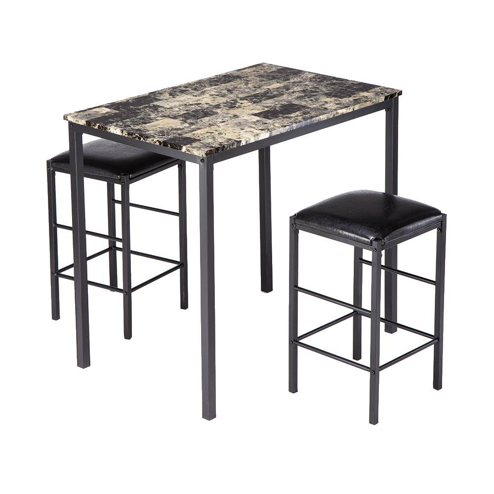 3-Piece Marble Top Black Dining Set N7034