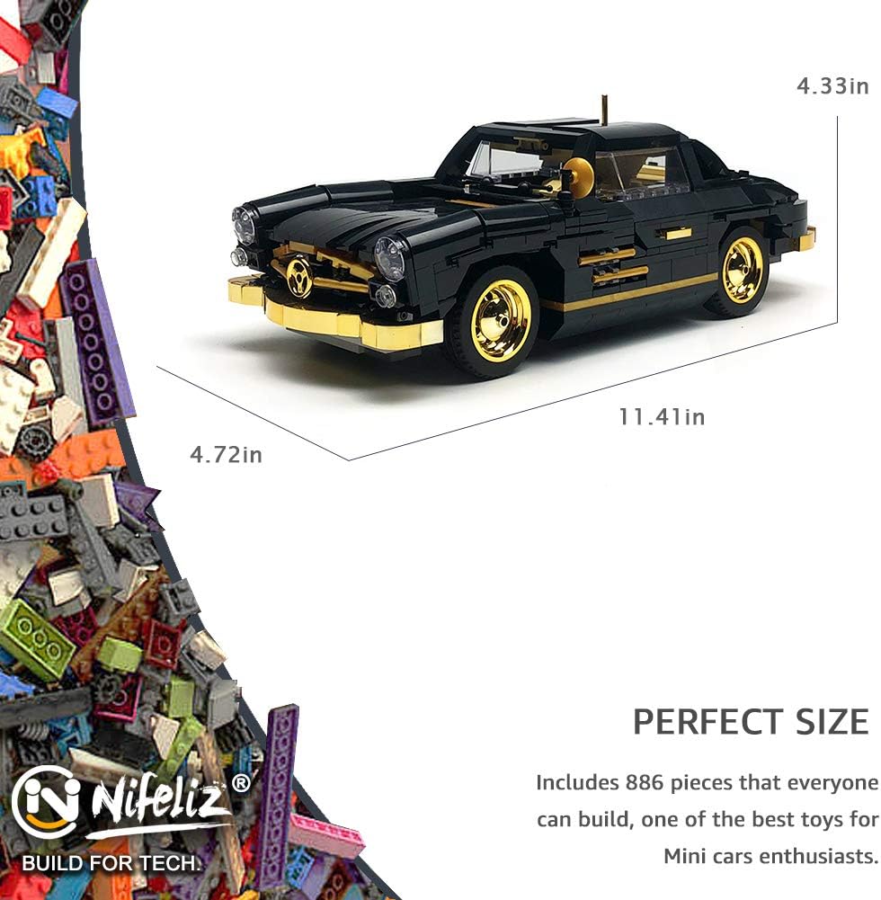 Retro Sports Car 1:14 Scale Building Blocks Set (886 Pcs) J260665