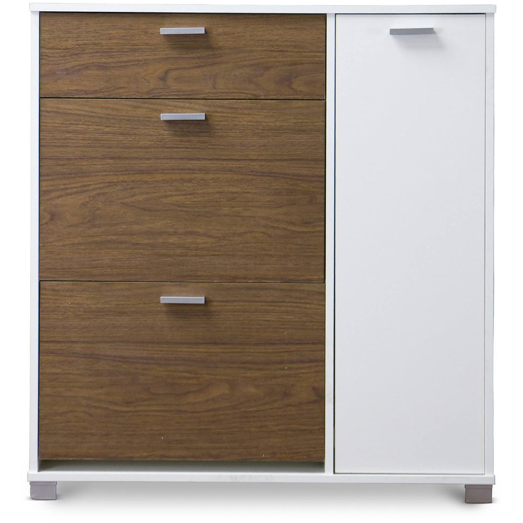 White/Walnut Storage Cabinet V6044