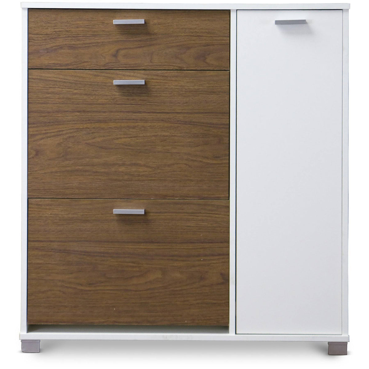 White/Walnut Storage Cabinet V6044
