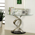 Silver Glass Top Half-moon Sofa Table K280