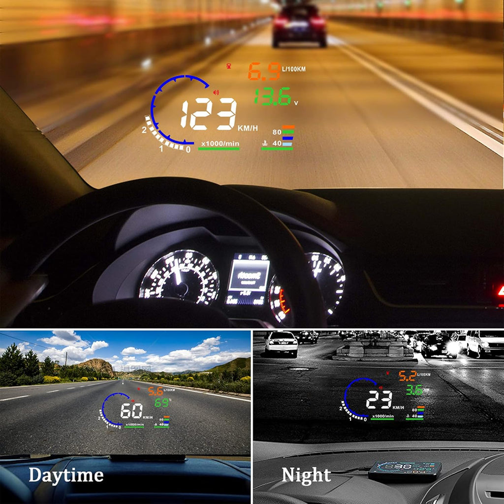 Multi Color 5.5 inches Car HUD Head up Display with OBDII Interface, Pack of 2 V5808