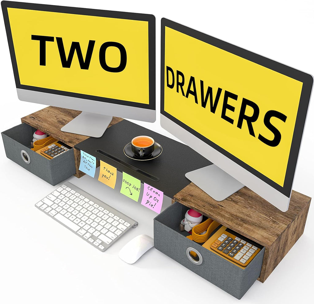 Monitor Stand Riser with Two Drawers, Pack of 2 O25455