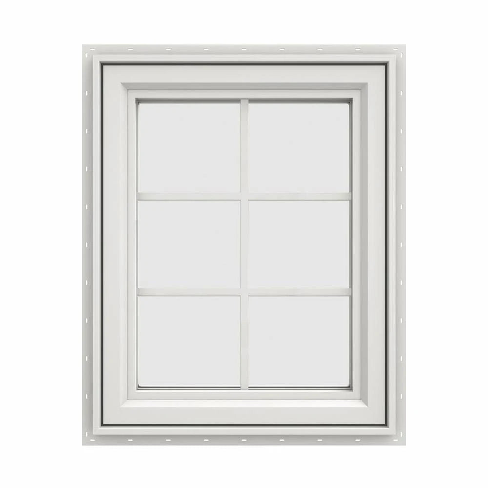 White Vinyl Right-Handed Casement Window with Colonial Grids D5938