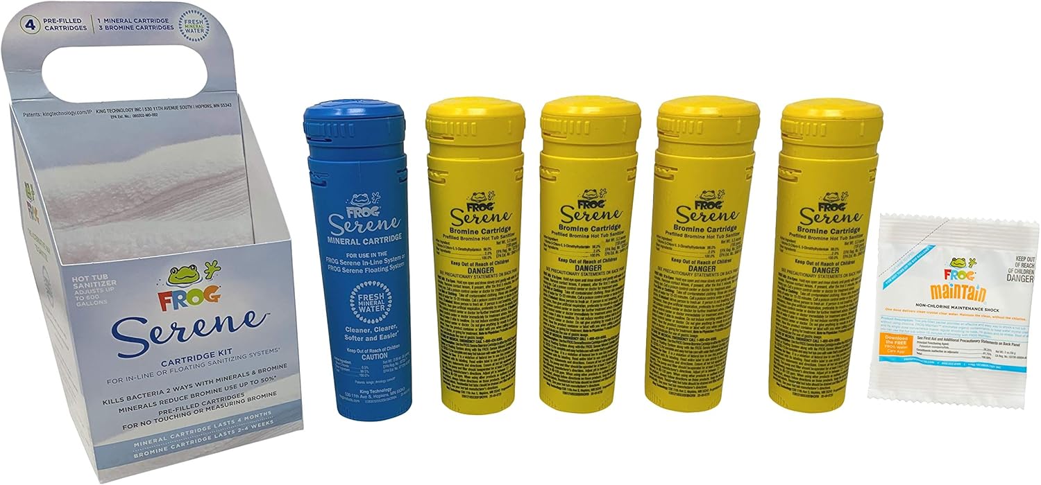 SPA FROG Replacement Cartridges 5 Pack – 4 Bromine / 1 Mineral Cartridge Kit P320486