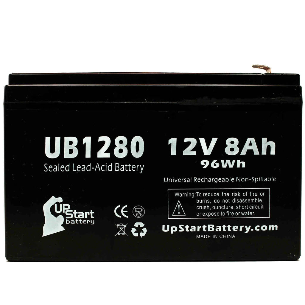 2x Pack Sealed Lead Acid Battery (12V, 8Ah, 8000mAh, F1 Terminal, AGM) with 4 F1 to F2 Terminal Adapters O9586