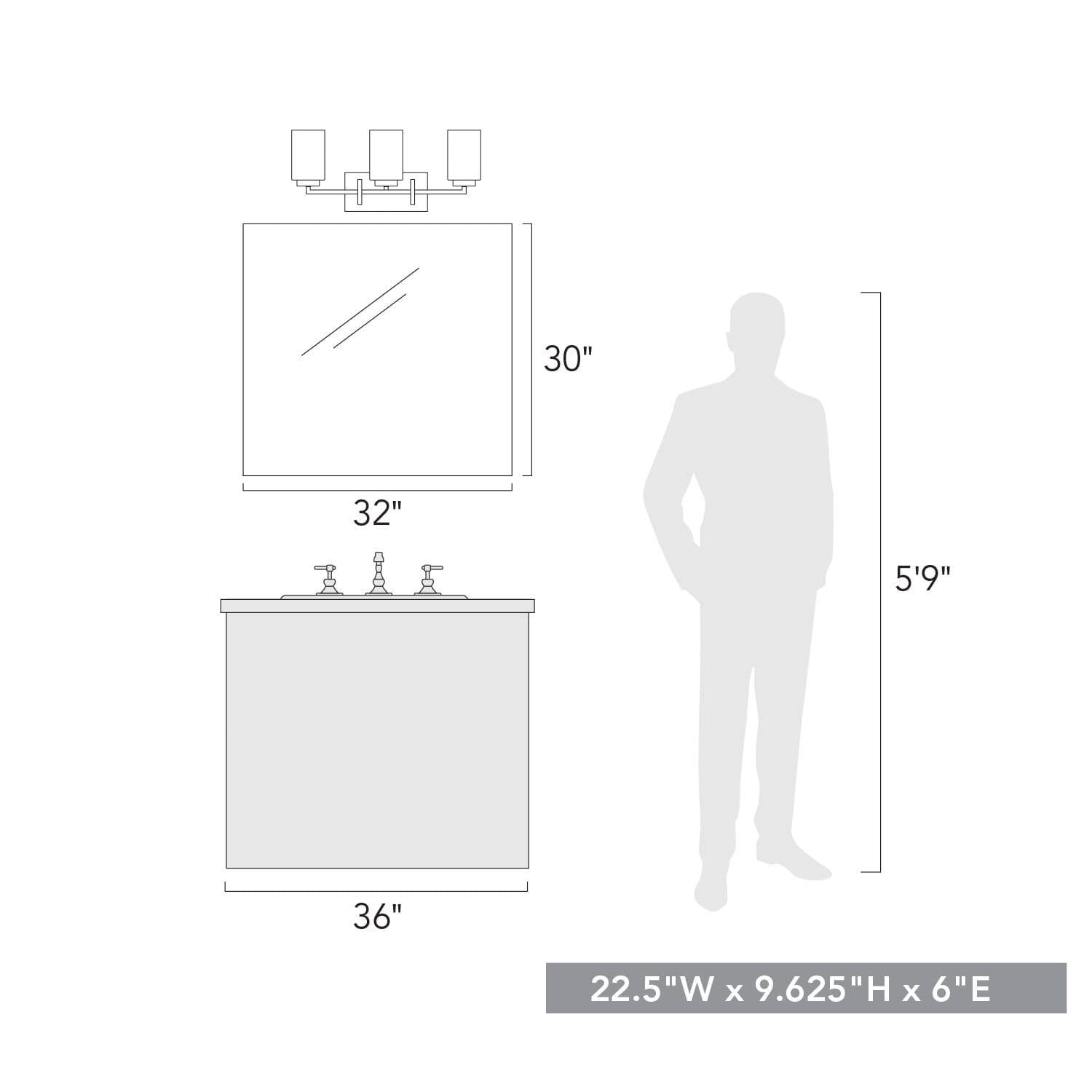 3 Light Bath Vanity X1075