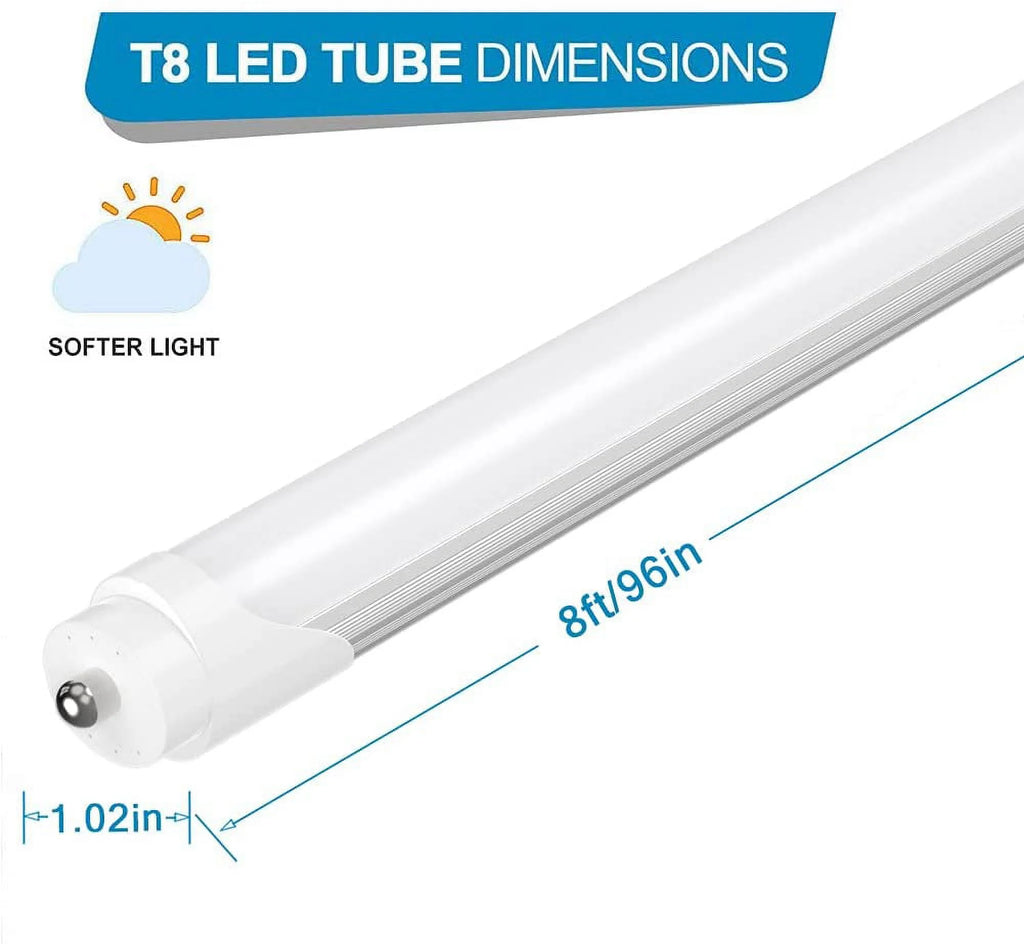 T8 LED Tube Light 8ft, 45W 5000K Daylight, 4-Pack P418128