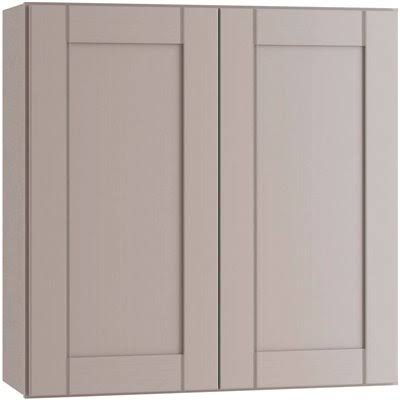 Medium Veiled Gray Thermofoil Plywood Shaker Wall Kitchen Cabinet 24 in. W x 12 in. D Q31627