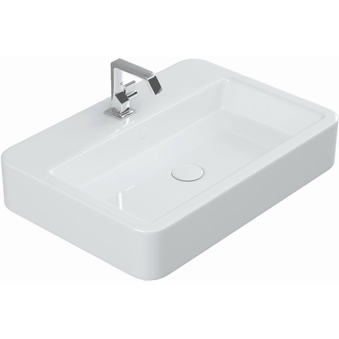 Gloss White Wall Mount Bathroom Sink F1057